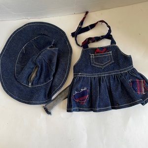 Build-A-Bear outfit Denim Dress Jumper with Hat